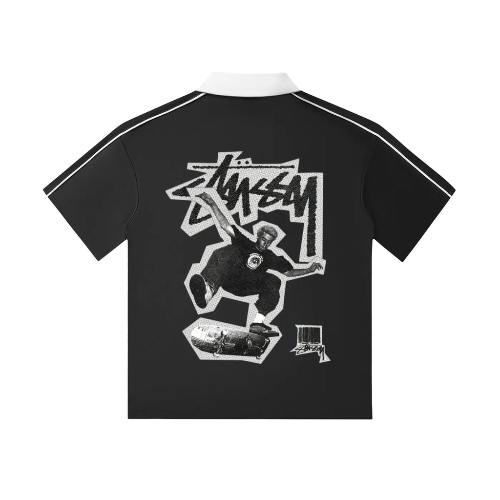 Contrast Collar Short-Sleeve Polo Shirt ODMPOD