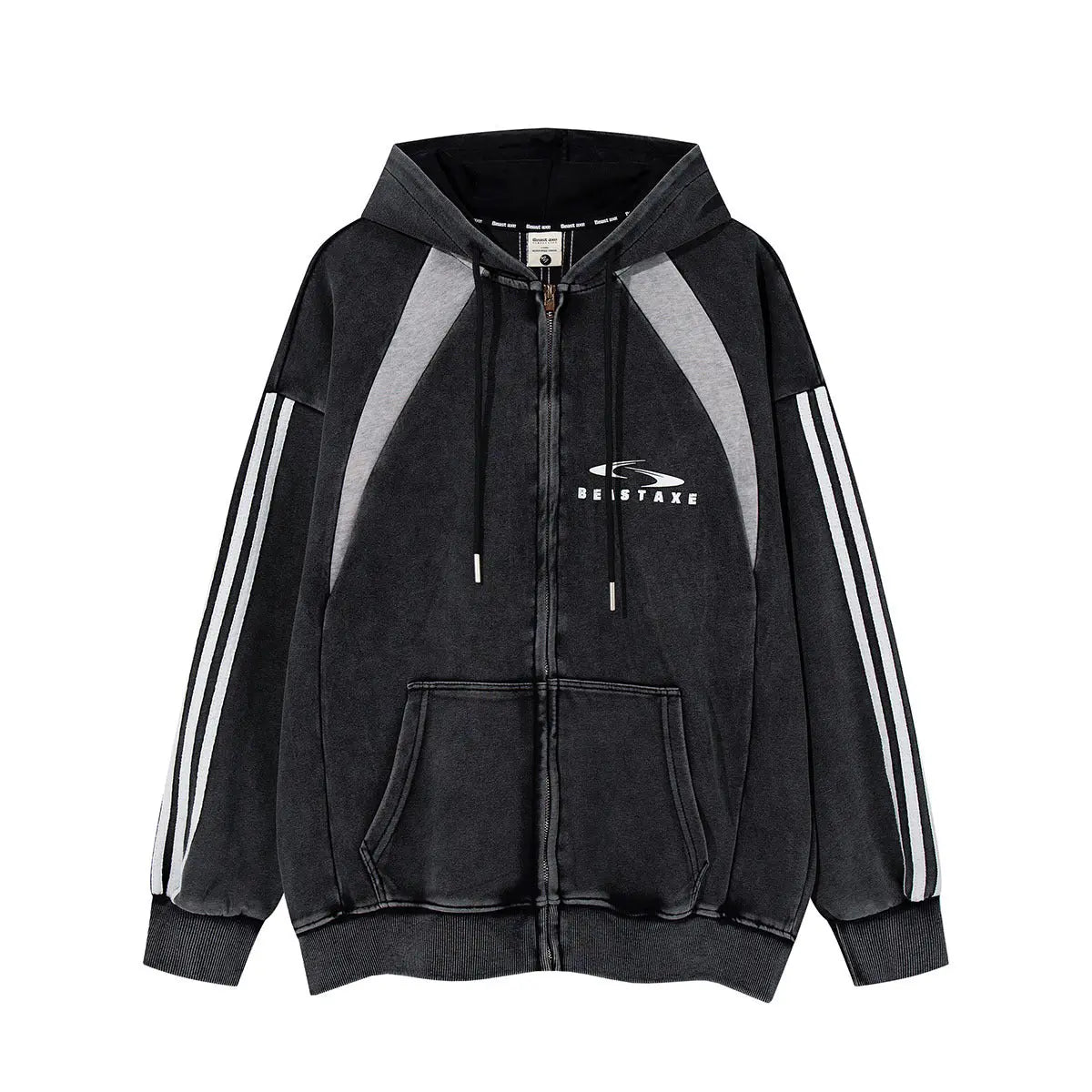 Striped Patchwork Hoodie American Print Casual Hoodie ODMPOD