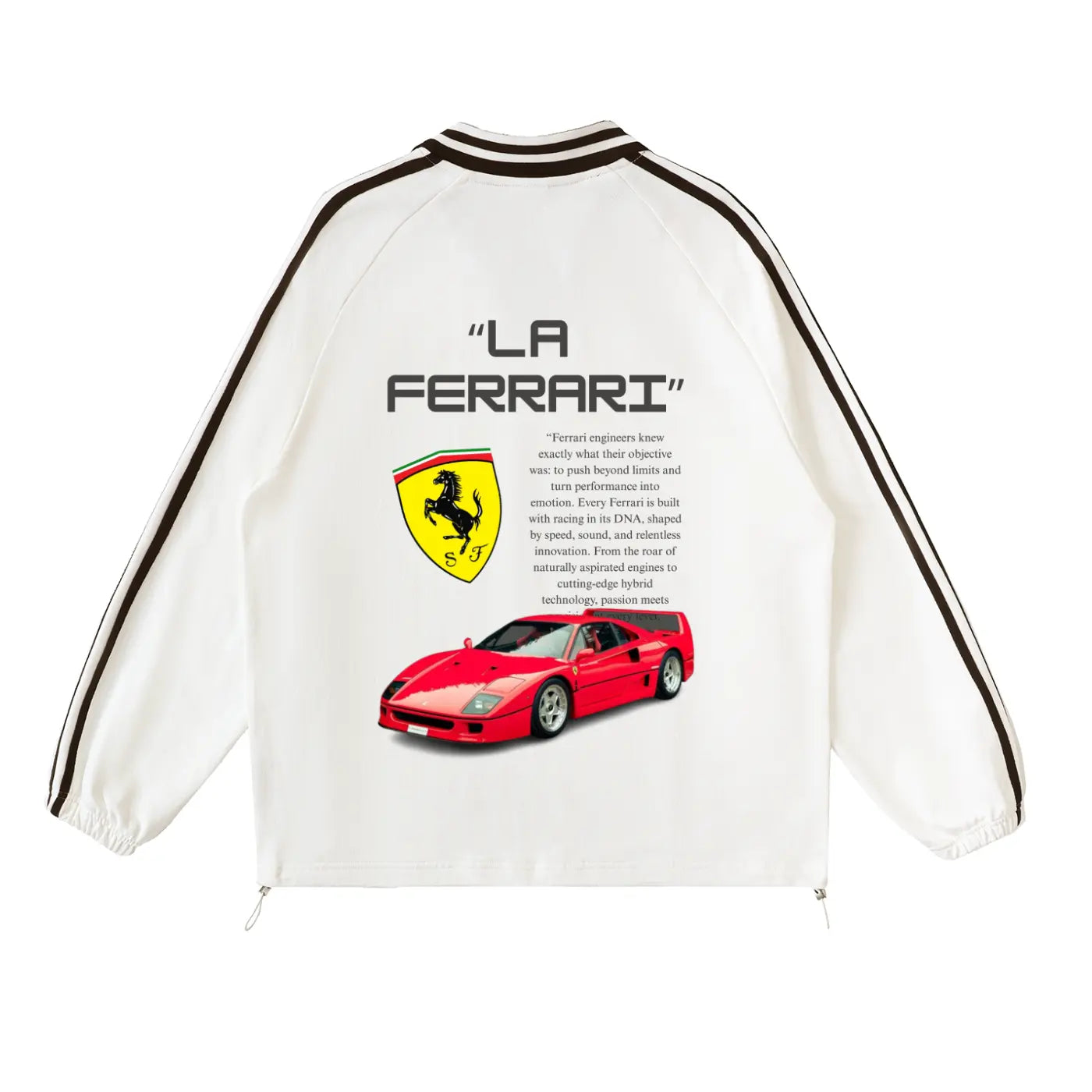 Ferrari White Collared Sweatshirt ODMPOD