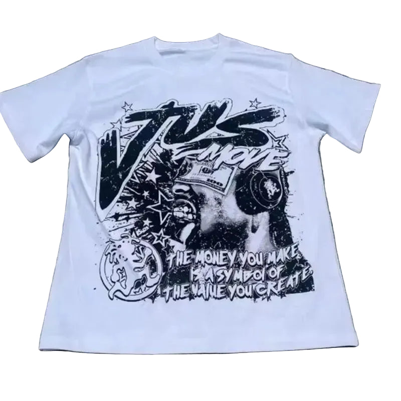 Gothic Harajuku Newspaper Print Tee Revra