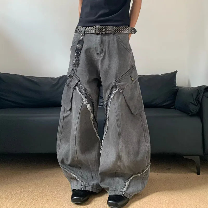 Korean Vintage Splicing Flare Jeans Revra