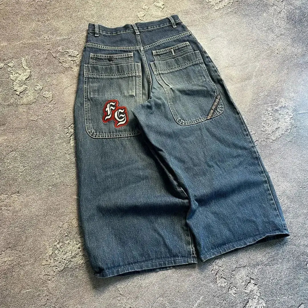 REVRA Letter Embroidered Jeans Revra