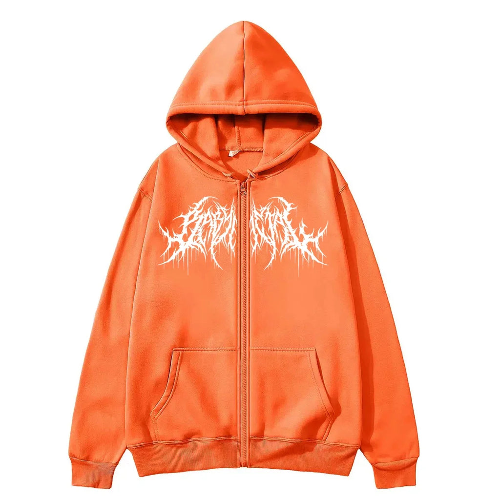 Gothic Print Hoodie - Revra