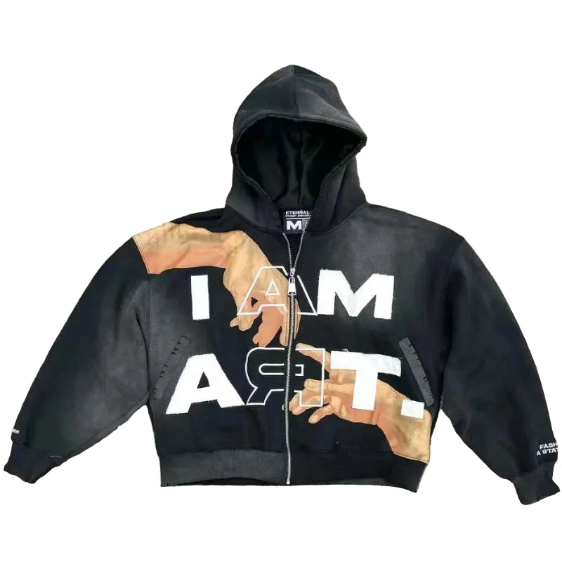Black Hoodie With I am Art on it