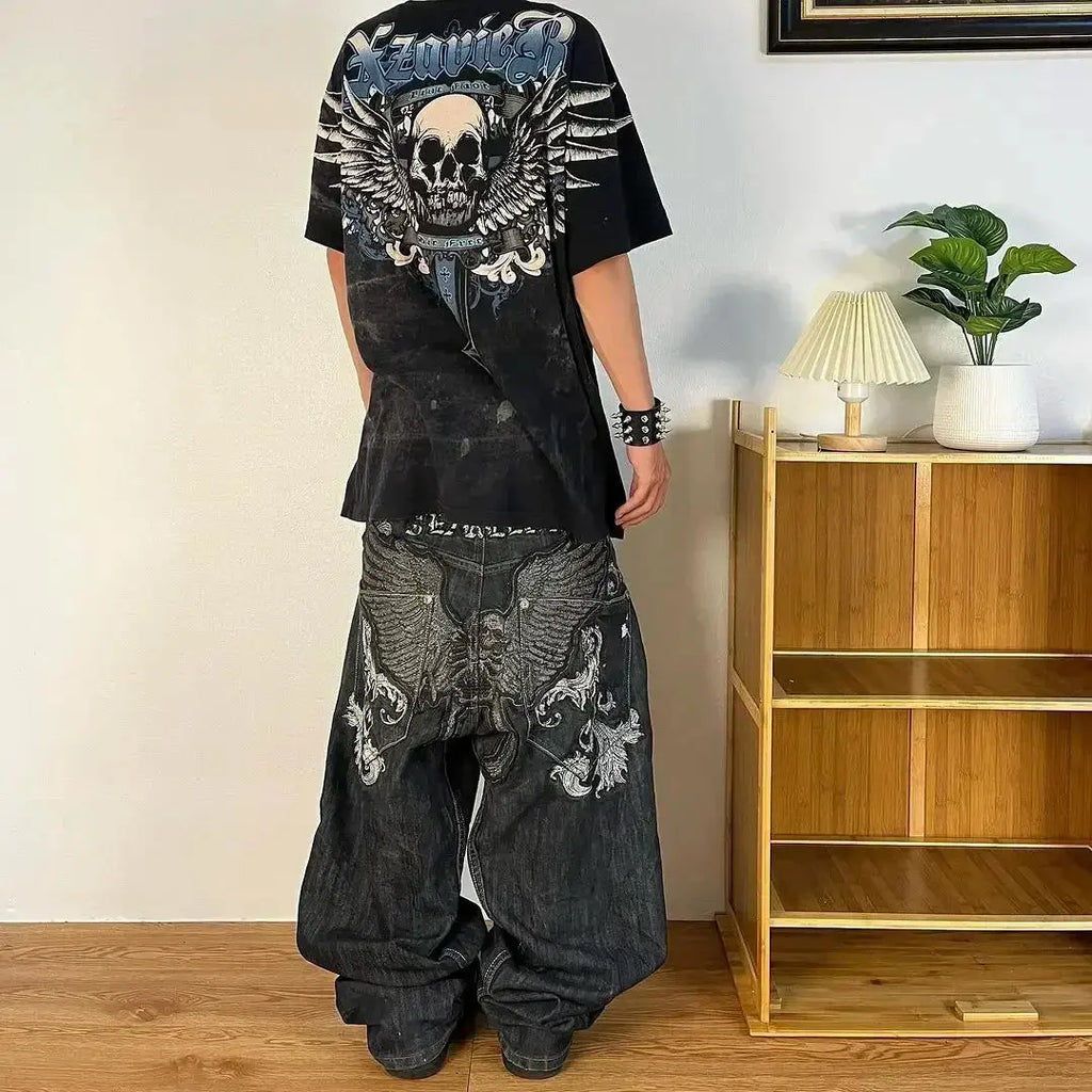 Embroidery Harajuku Gothic Baggy Jeans Revra