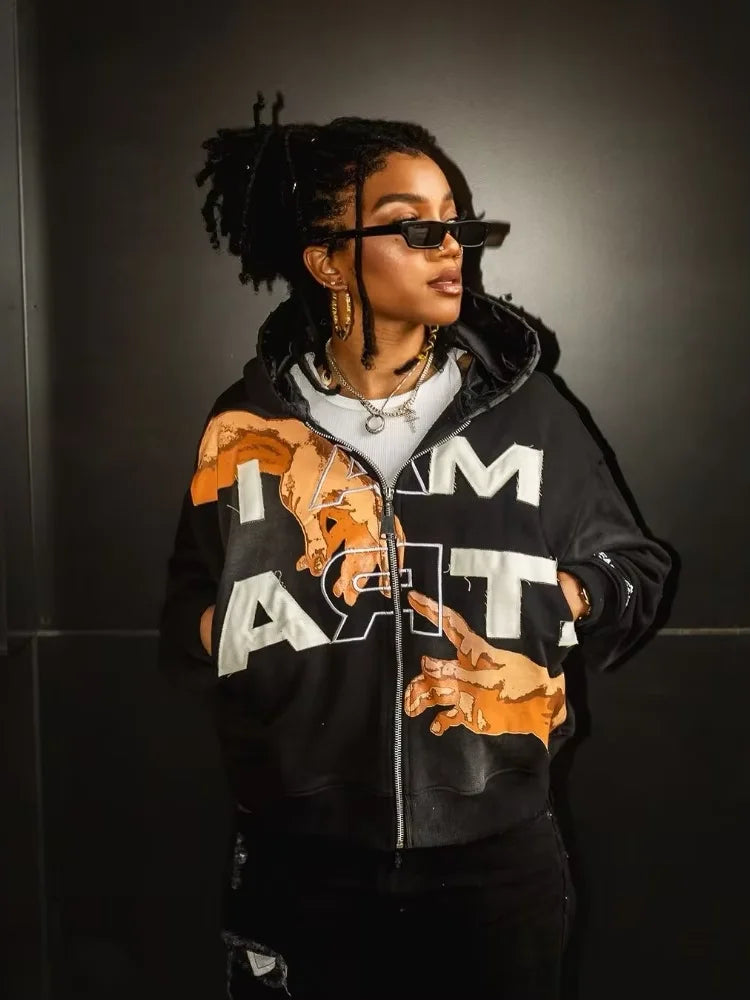 Y2k Streetwear Letter Print Hoodie - Revra
