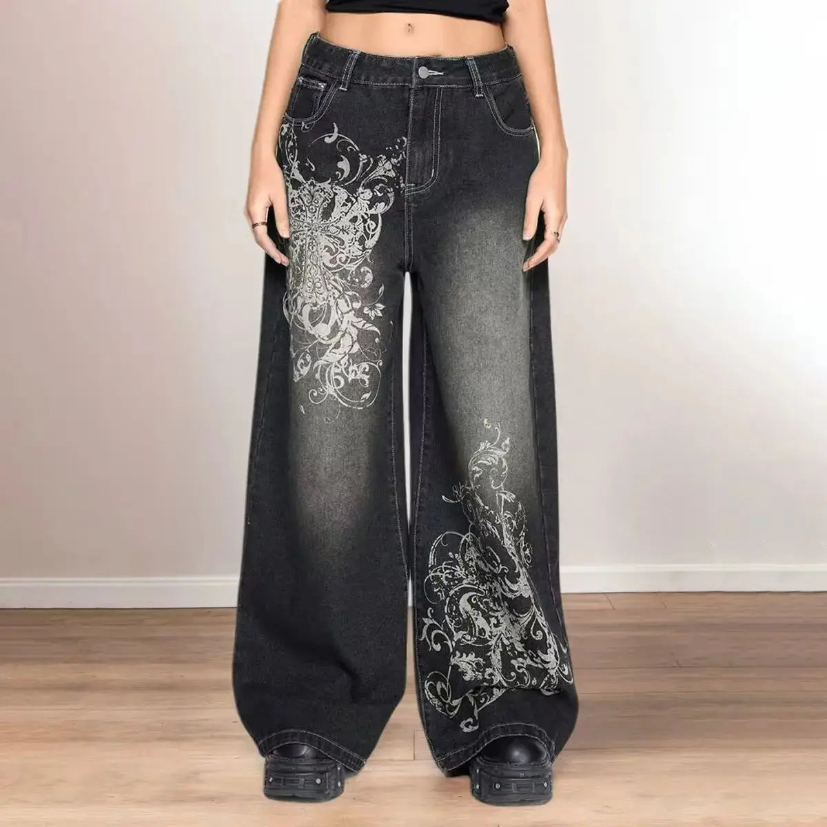 REVRA Gothic Print Jeans Revra