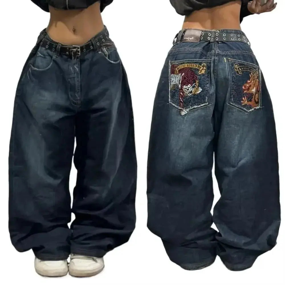 Harajuku Y2K  Black Baggy Jeans Revra