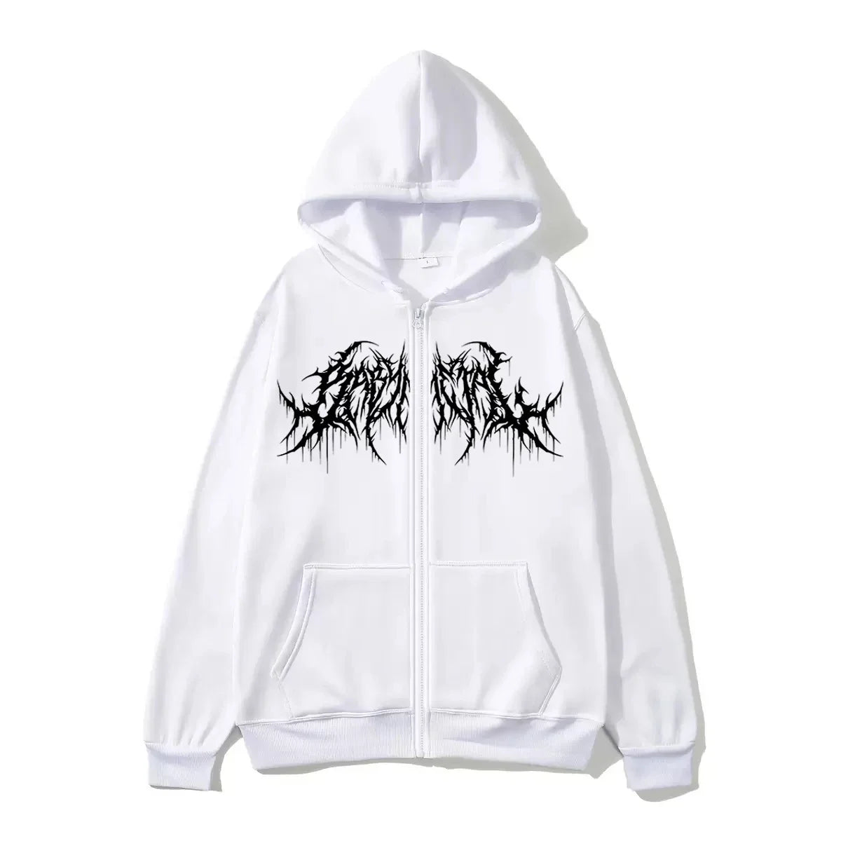 Gothic Print Hoodie - Revra