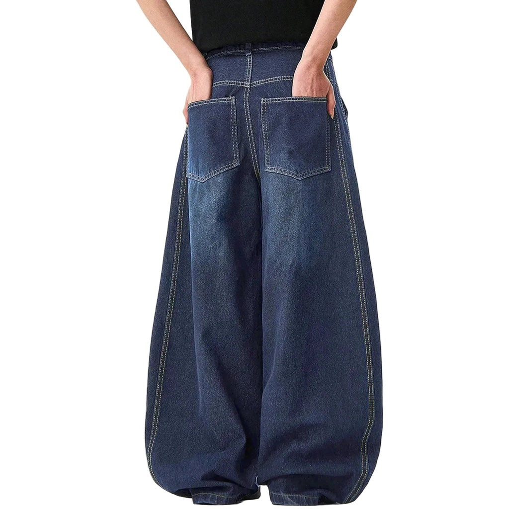 American Retro Blue Wide Leg Jeans Revra