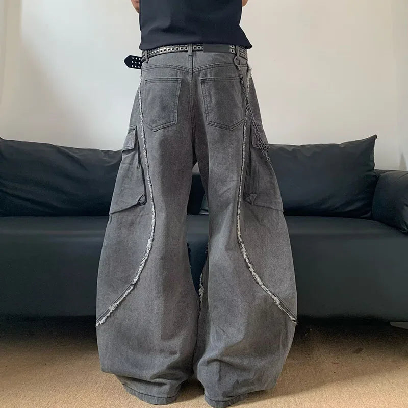 Korean Vintage Splicing Flare Jeans Revra