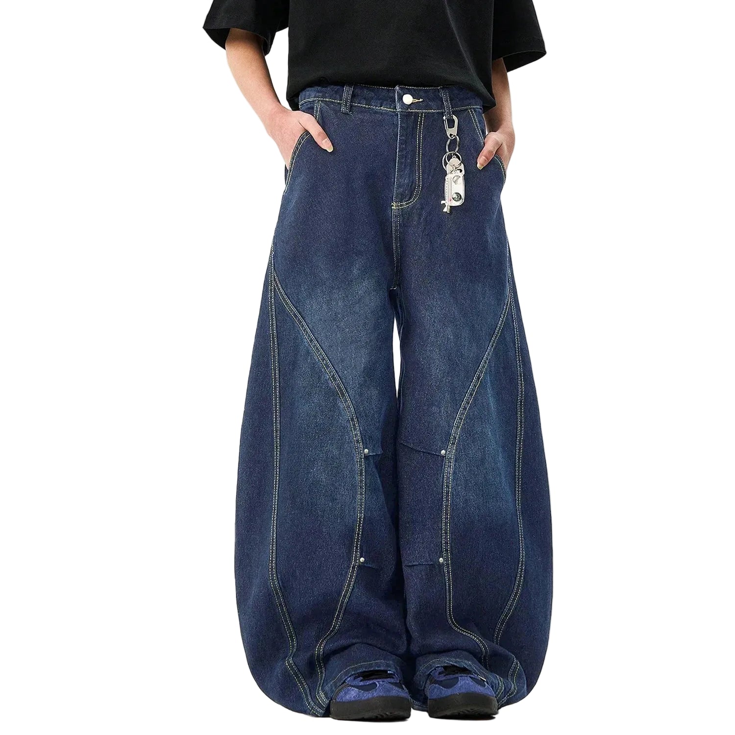 American Retro Blue Wide Leg Jeans Revra