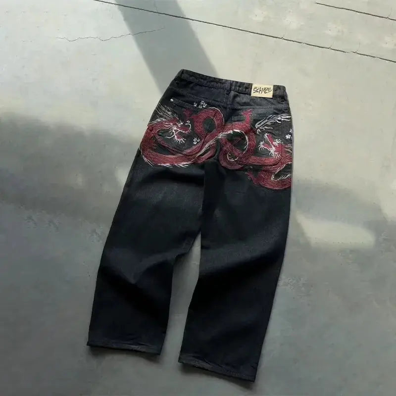 Embroidered Y2K Baggy Jeans Revra