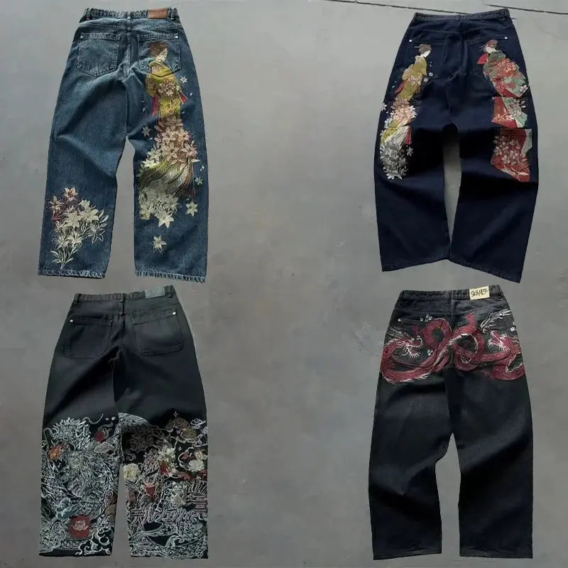 Embroidered Y2K Baggy Jeans Revra