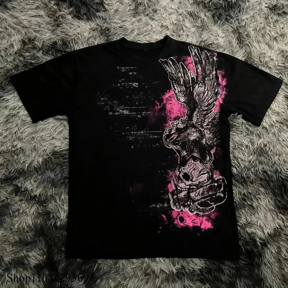 Y2K Gothic Style T-shirt Print Oversized Revra