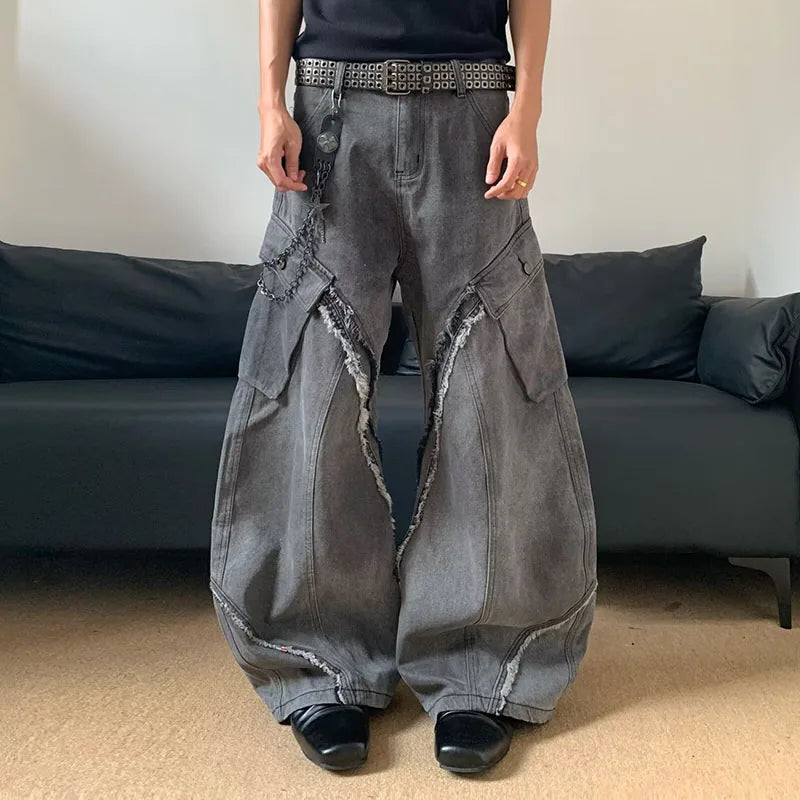 Korean Vintage Splicing Flare Jeans Revra