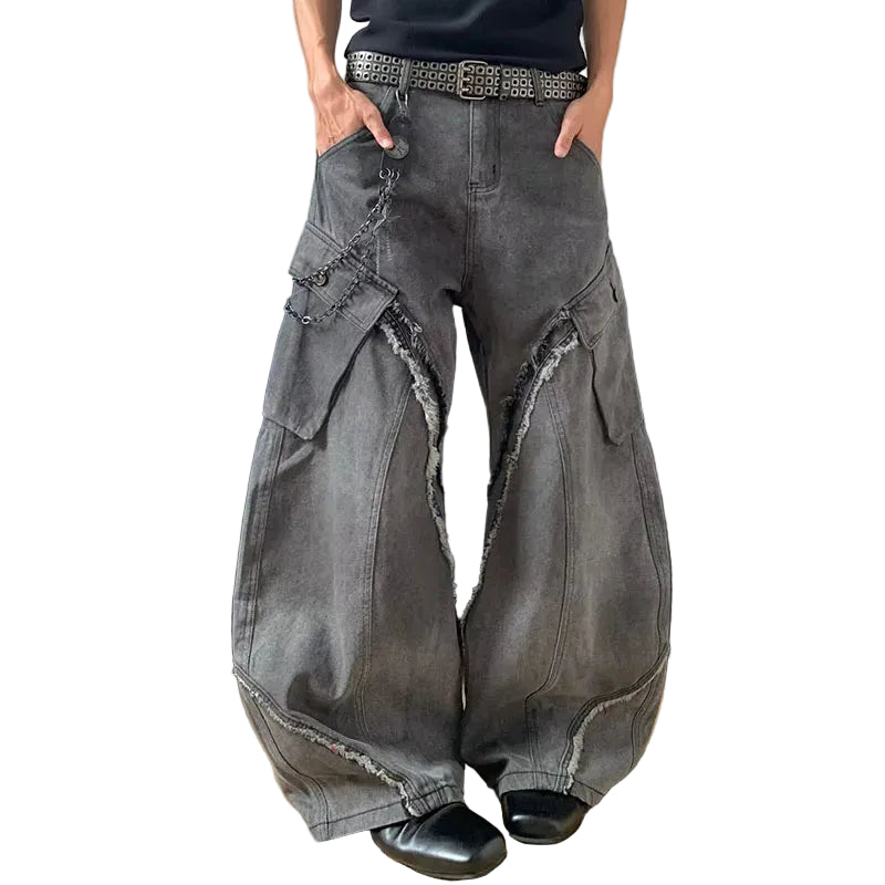 Korean Vintage Splicing Flare Jeans Revra