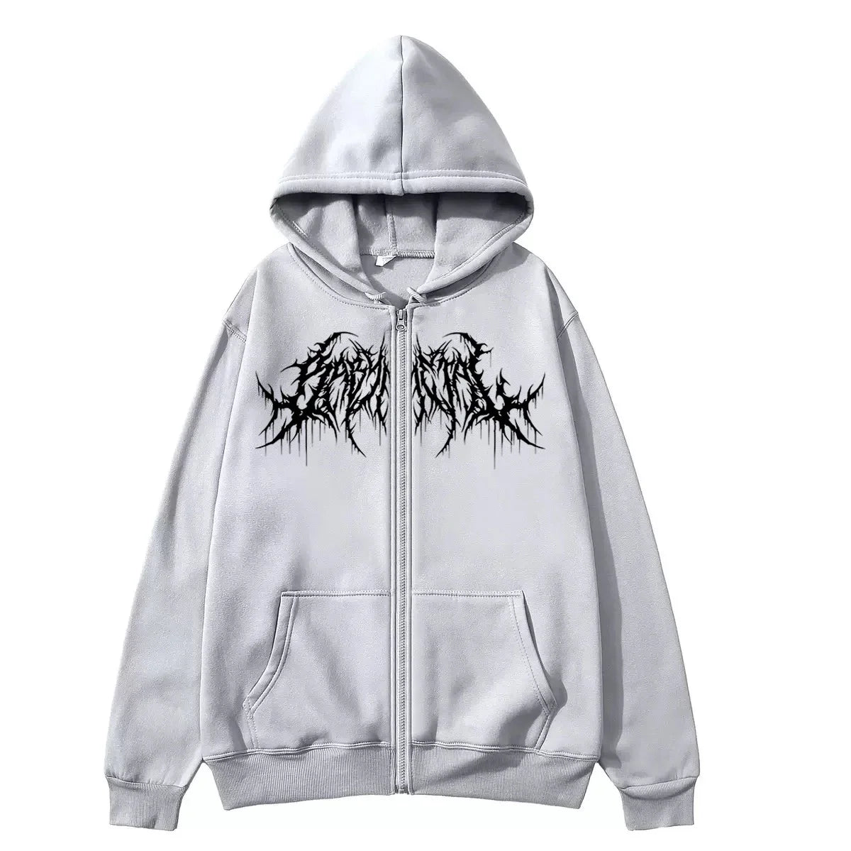 Gothic Print Hoodie - Revra