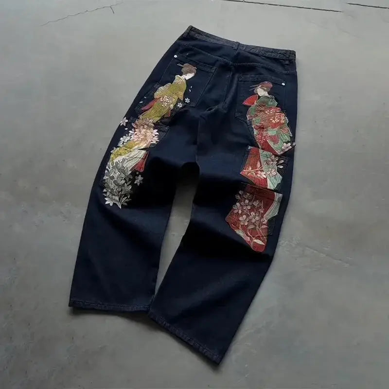 Embroidered Y2K Baggy Jeans Revra