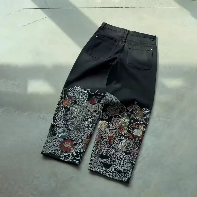 Embroidered Y2K Baggy Jeans Revra
