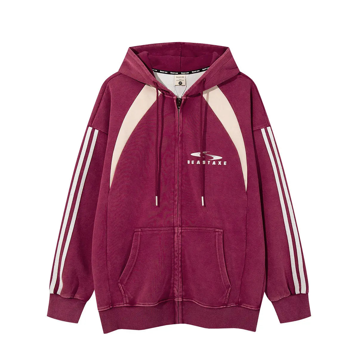 Striped Patchwork Hoodie American Print Casual Hoodie ODMPOD